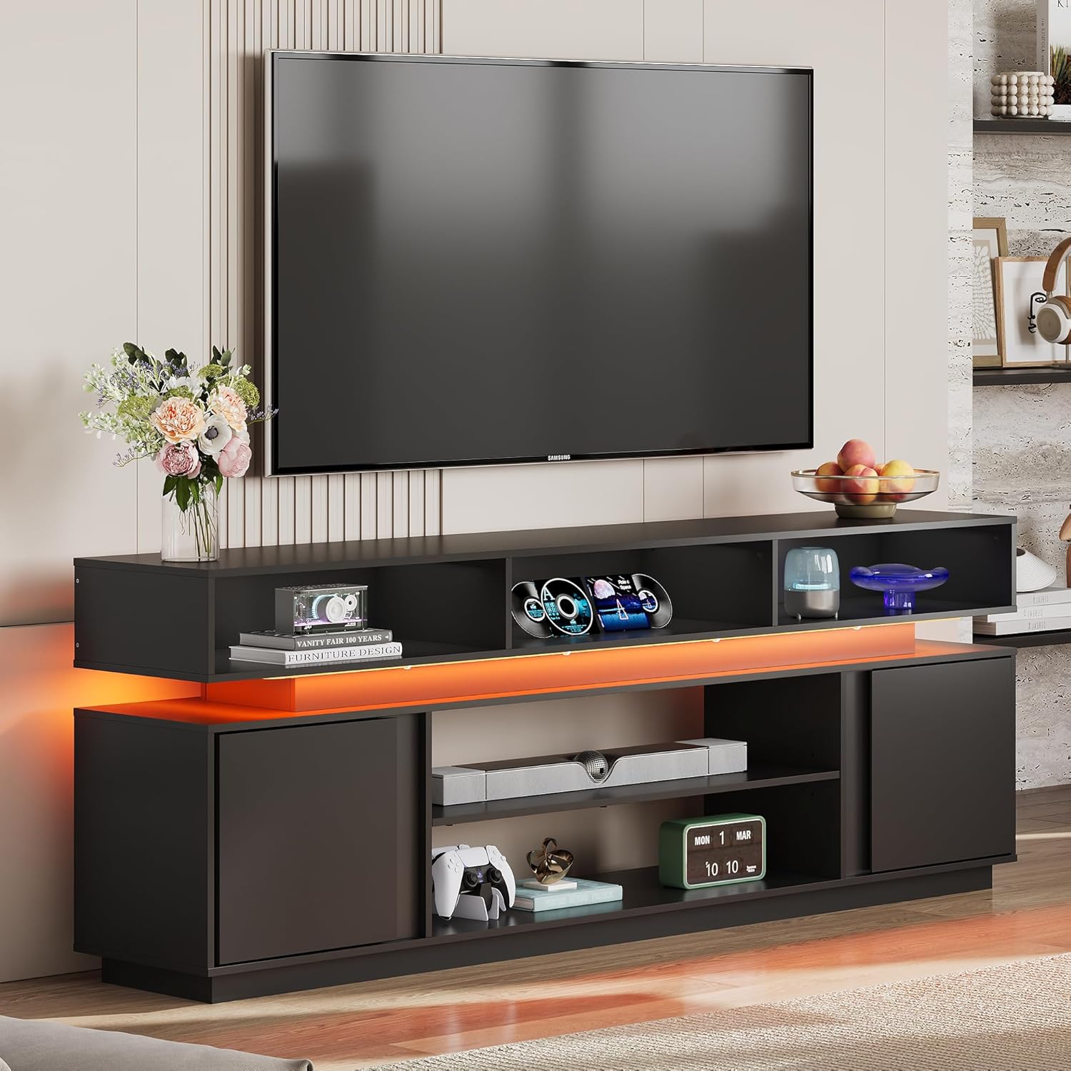 Gaming Console Entertainment Center - Modern TV Stand 75 Inch Entertainment