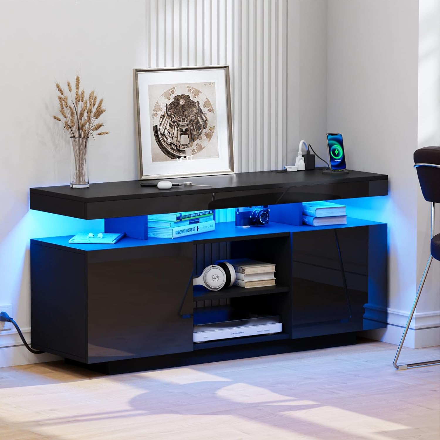 Gaming Console Cabinet - #Modern TV Stand inch with Power