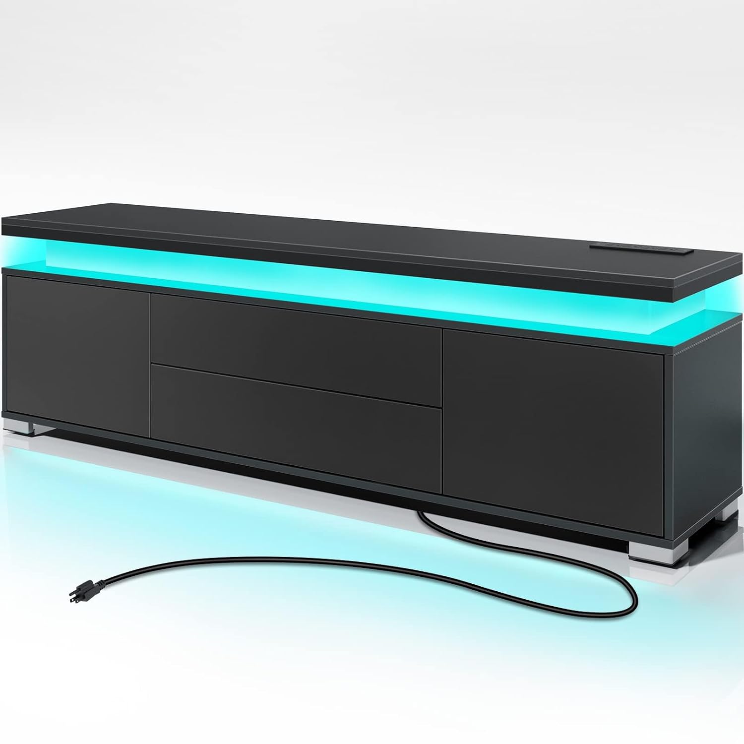 Gaming Console Entertainment Center - TV Stand with Power Outlet &