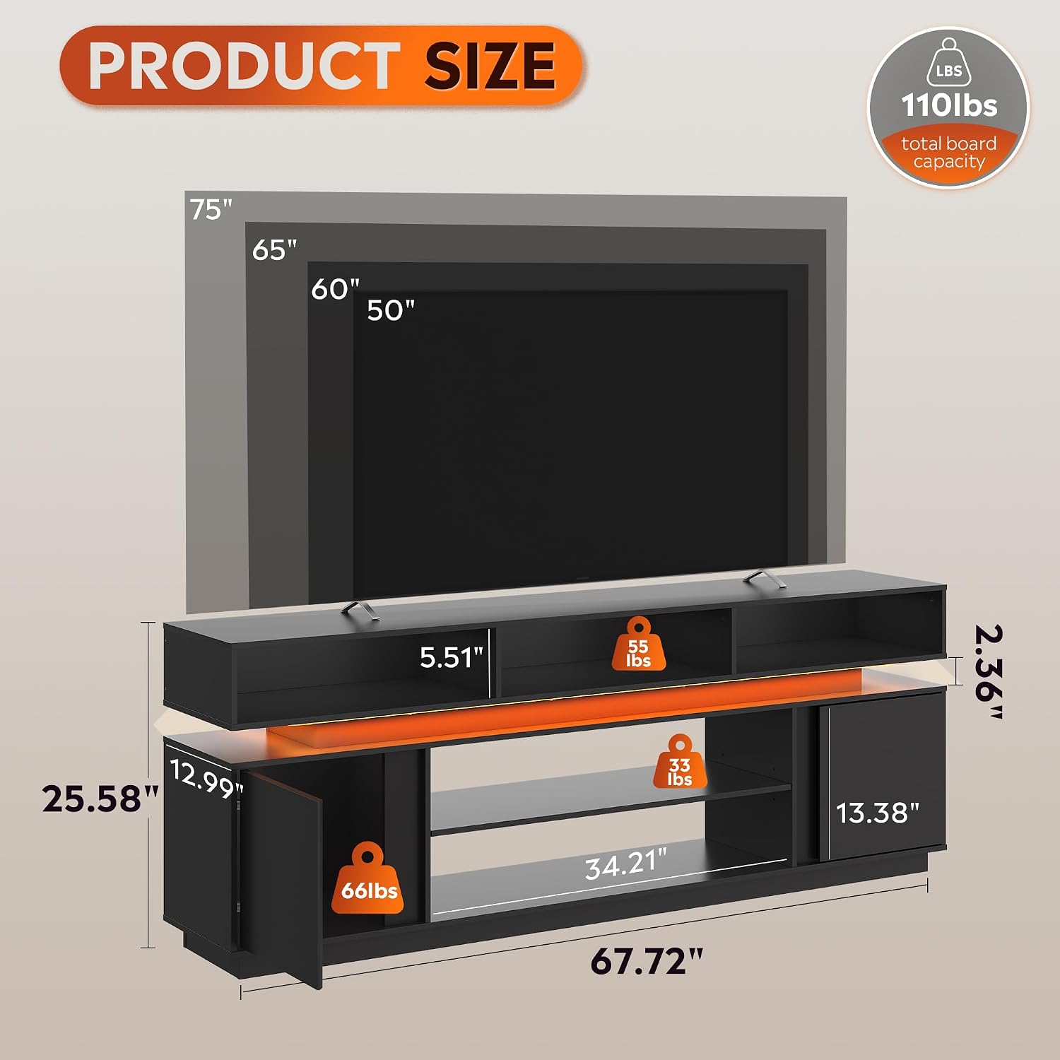 Modern TV Stand 75 Inch Entert - đánh giá và giá Gaming Console Entertainment Center