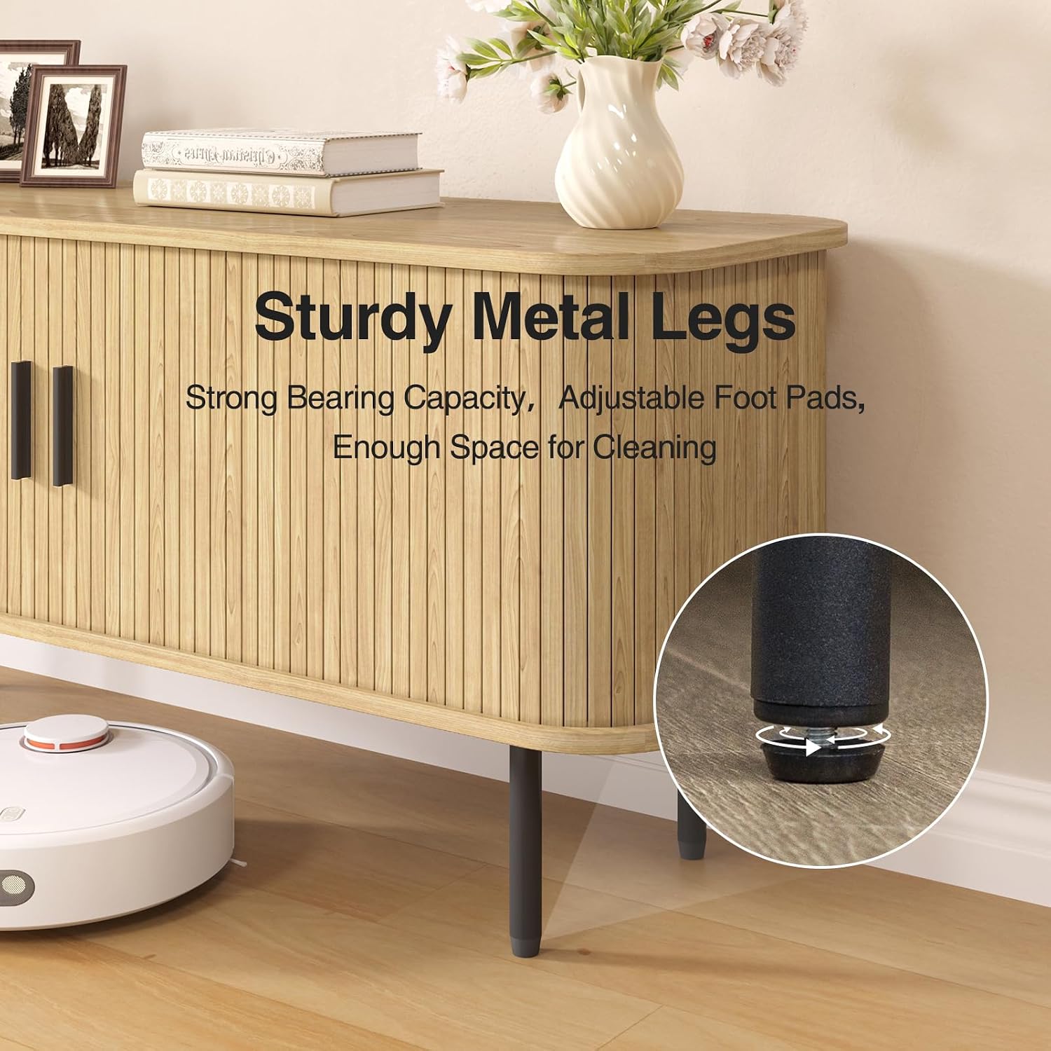 Natural Fluted TV Stand for 60 - đánh giá và giá Gaming Console Entertainment Center