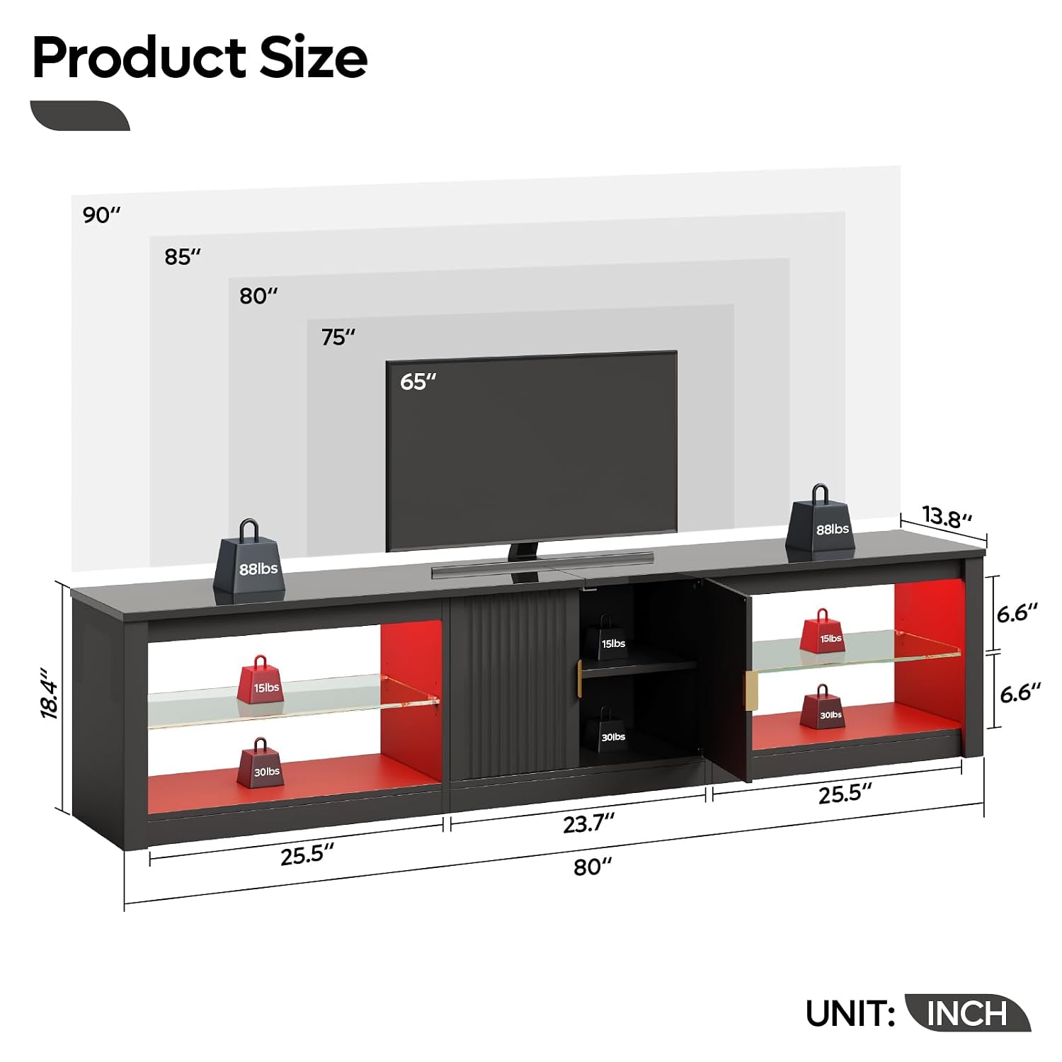 80 Inch TV Stand for 75-90 Inc - đánh giá và giá Gaming Console Entertainment Center