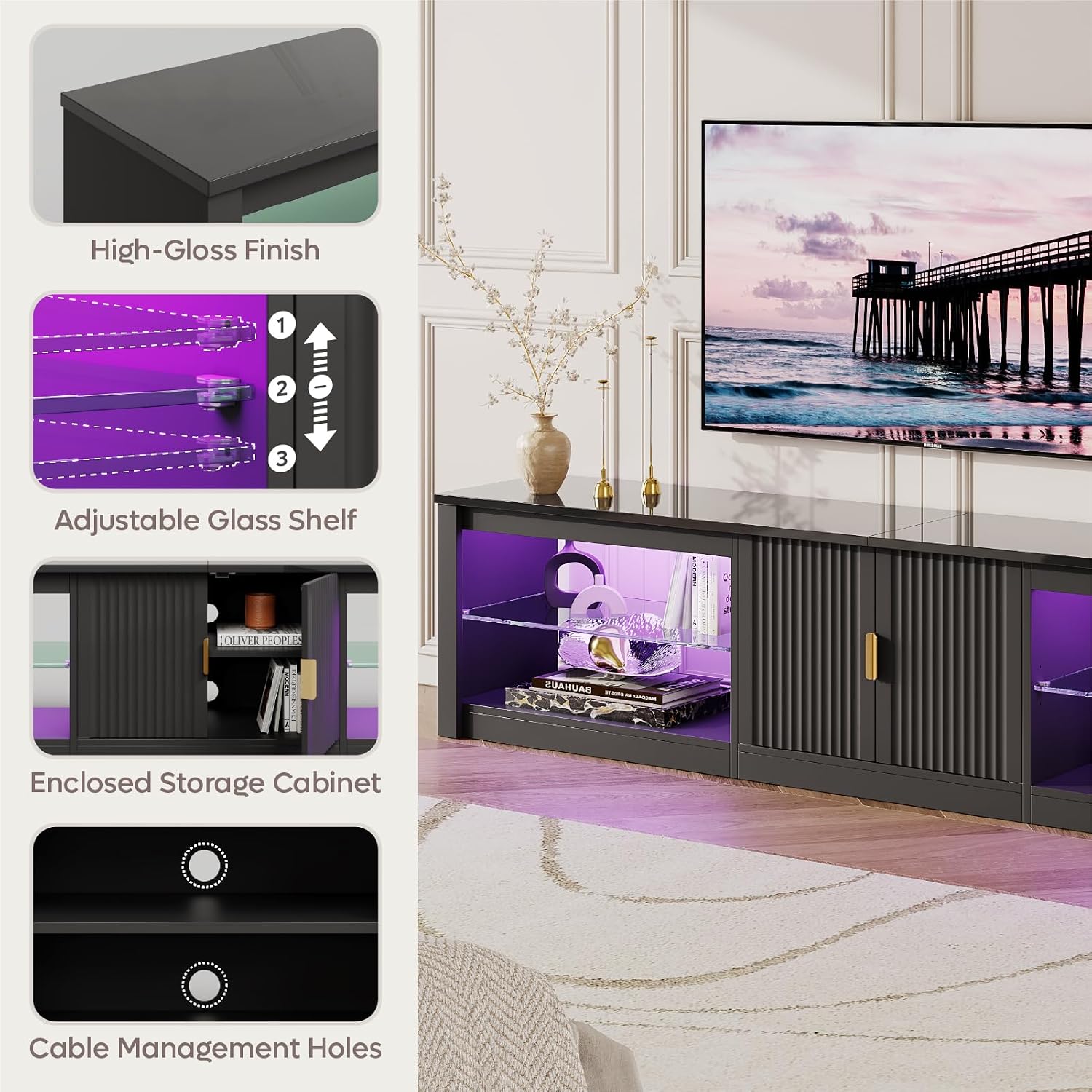 80 Inch TV Stand for 75-90 Inc - đánh giá và giá Gaming Console Entertainment Center