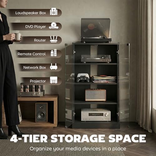 Media Cabinet, 4-Tier Stereo C - đánh giá và giá Gaming Console Cabinet