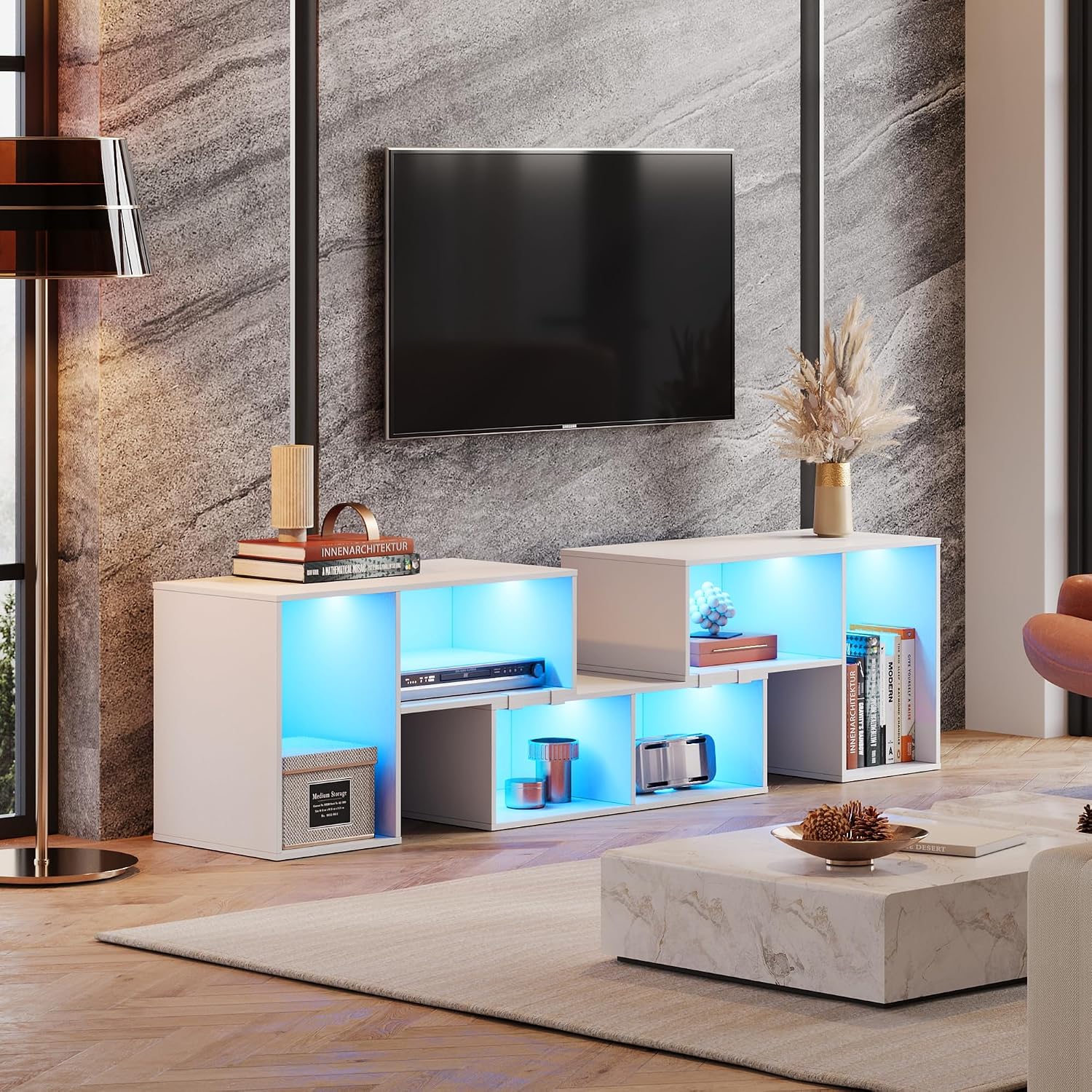 Deformable TV Stand with LED S - đánh giá và giá Gaming Console Entertainment Center