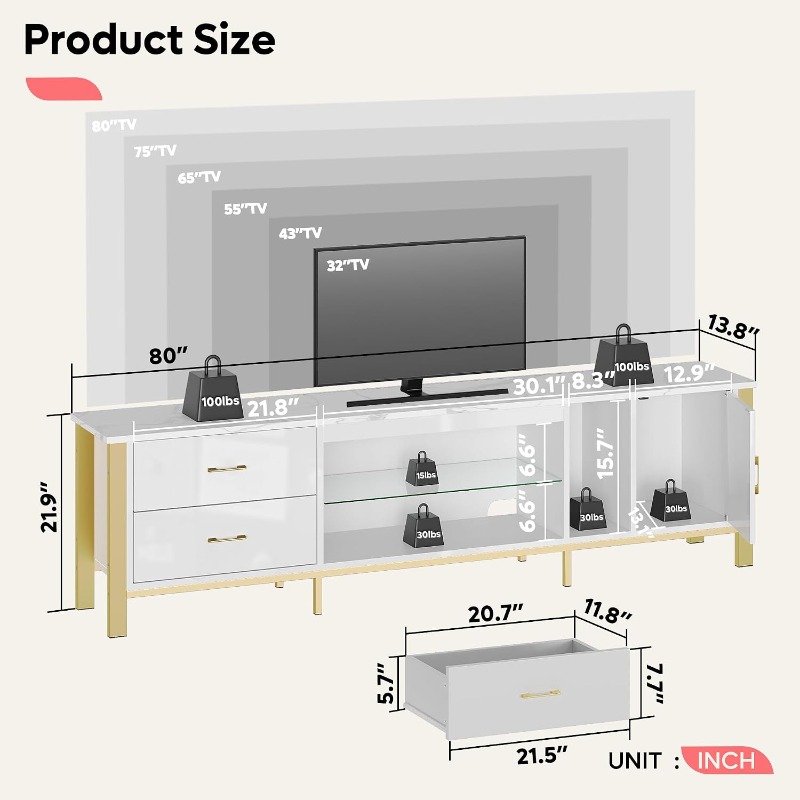 Bestier TV Stand for 75/80/85  - đánh giá và giá Gaming Console Entertainment Center