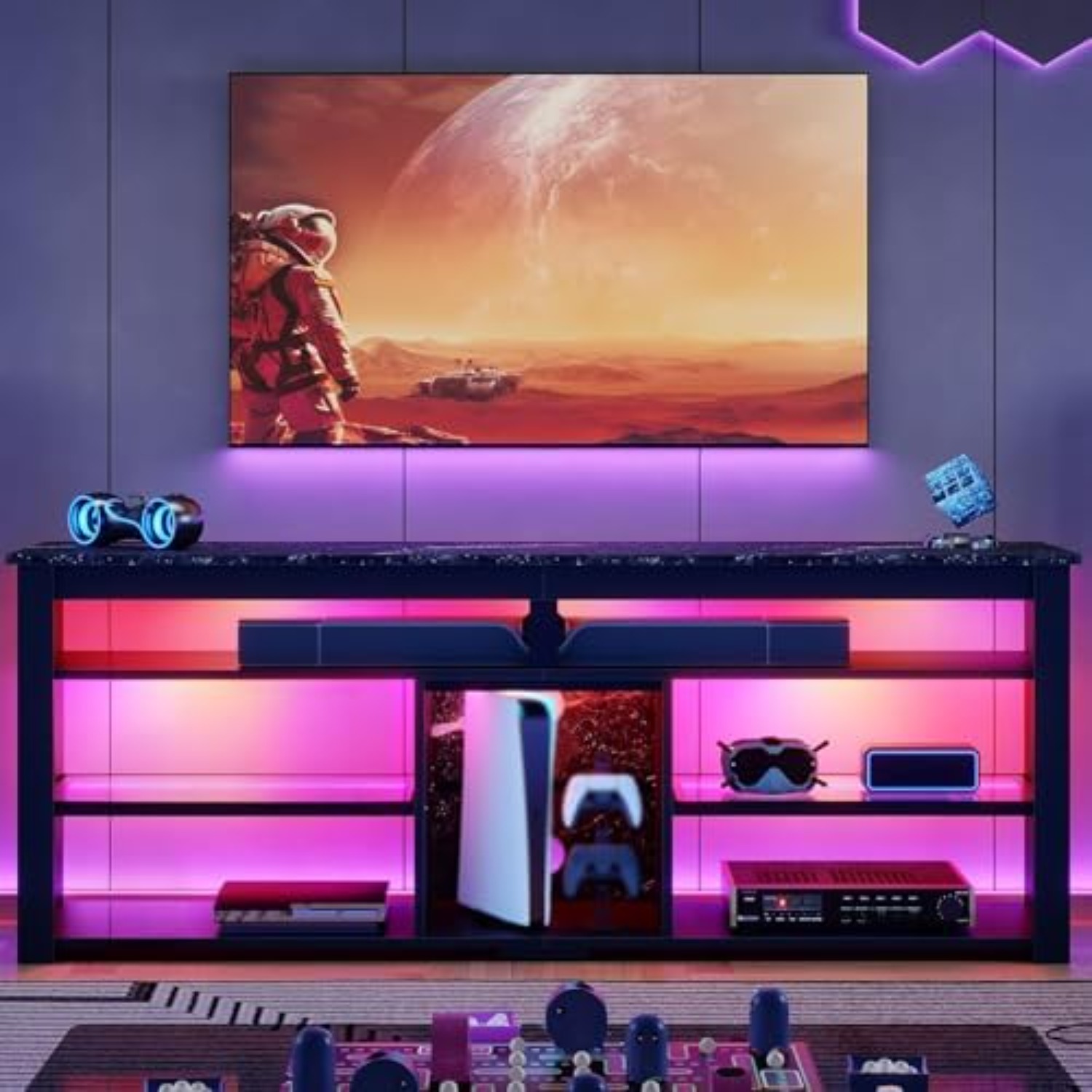 TV Stand for 70 inch TV, Tall  - đánh giá và giá Gaming Console Entertainment Center