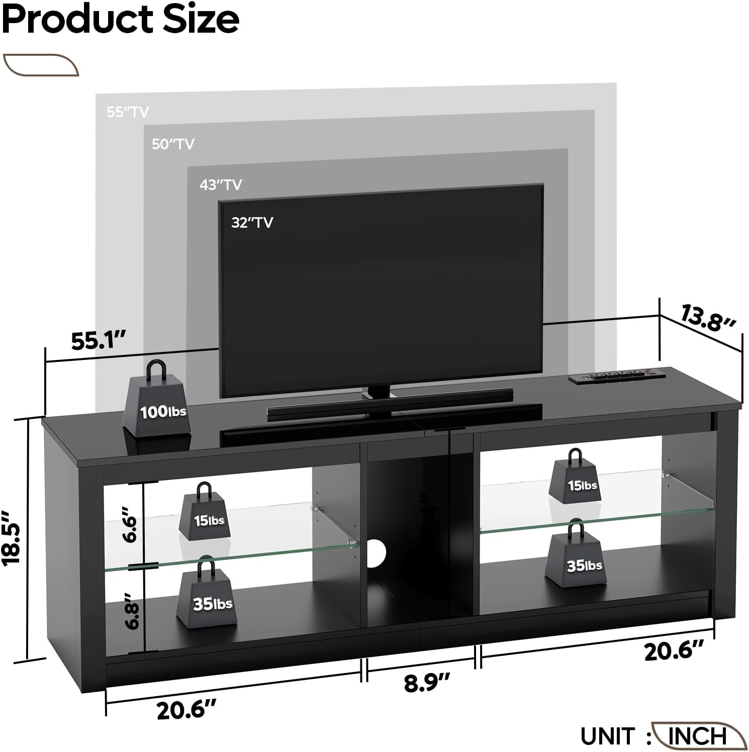 Led Tv Stand Fits 55 60 65 Inc - đánh giá và giá Gaming Console Entertainment Center