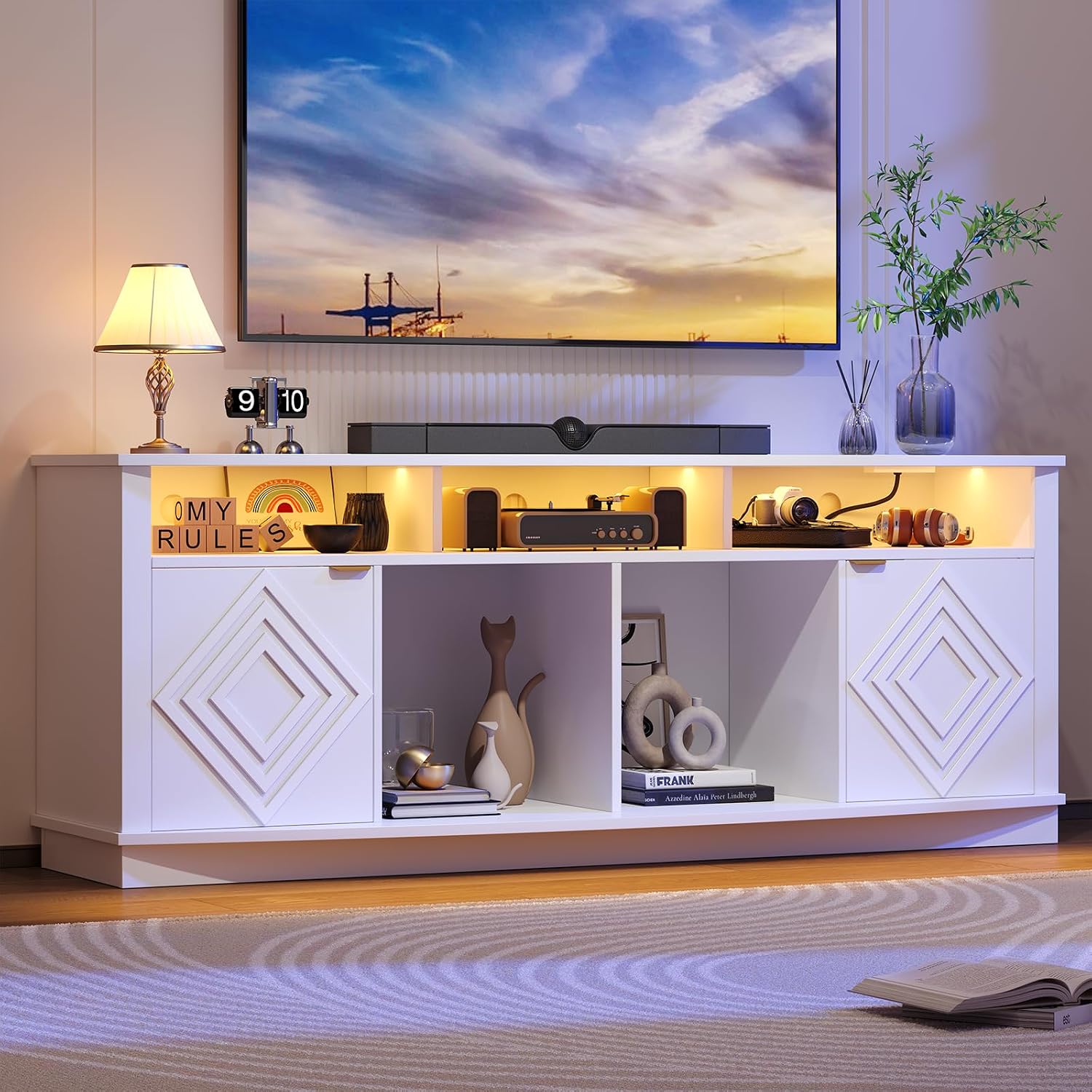 LED TV Stand 80 Inch Entertain - đánh giá và giá Gaming Console Entertainment Center