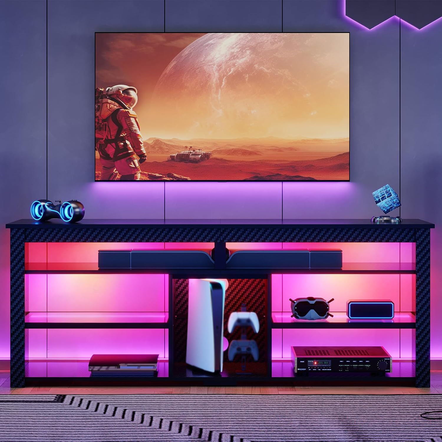 TV Stand for 70 inch TV, Tall  - đánh giá và giá Gaming Console Entertainment Center