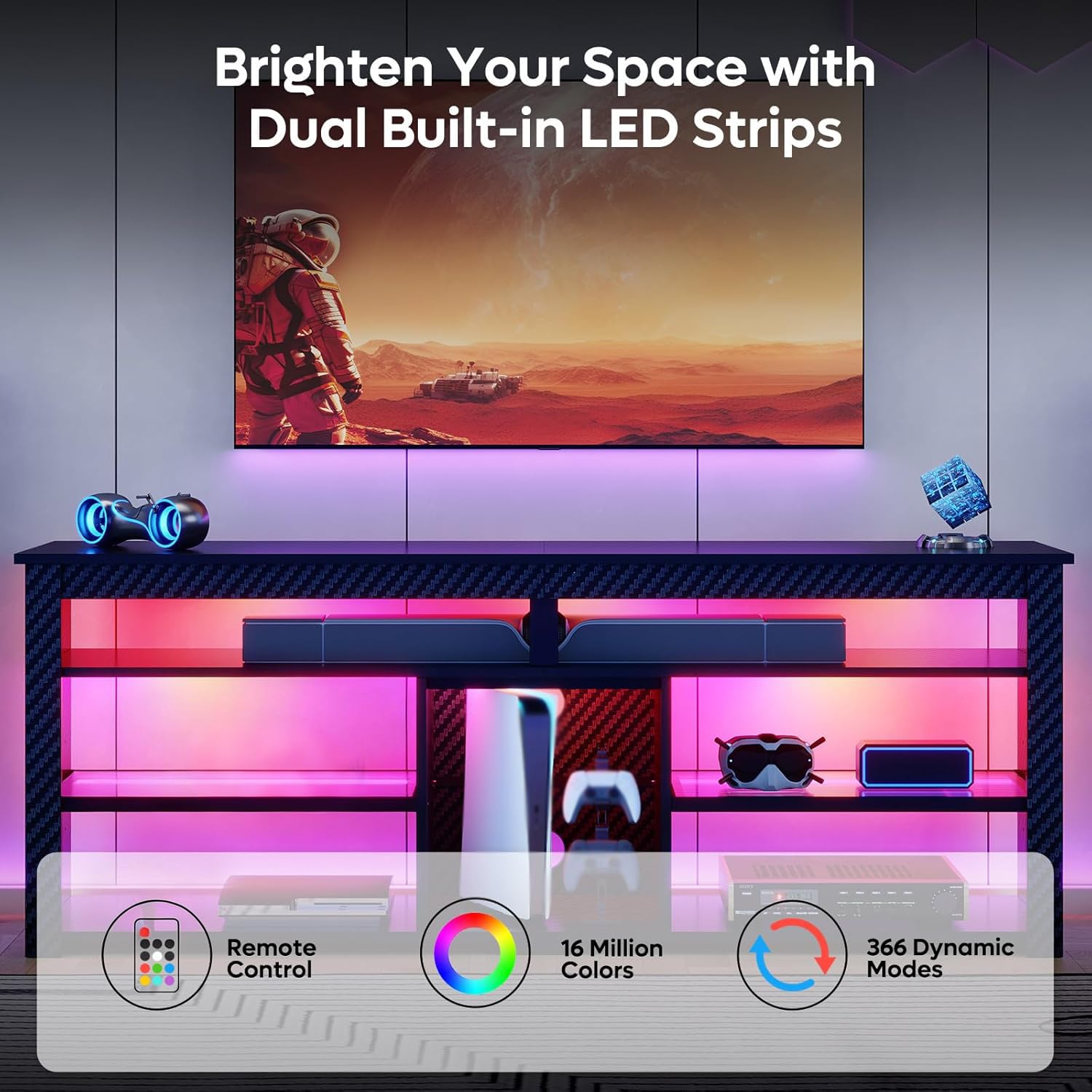 TV Stand for 70 inch TV, Tall  - đánh giá và giá Gaming Console Entertainment Center
