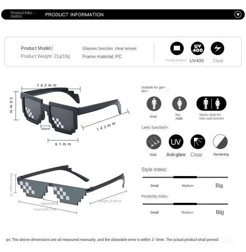 Mosaic For Men And Women Pixel - đánh giá và giá Gaming Glasses Uv
