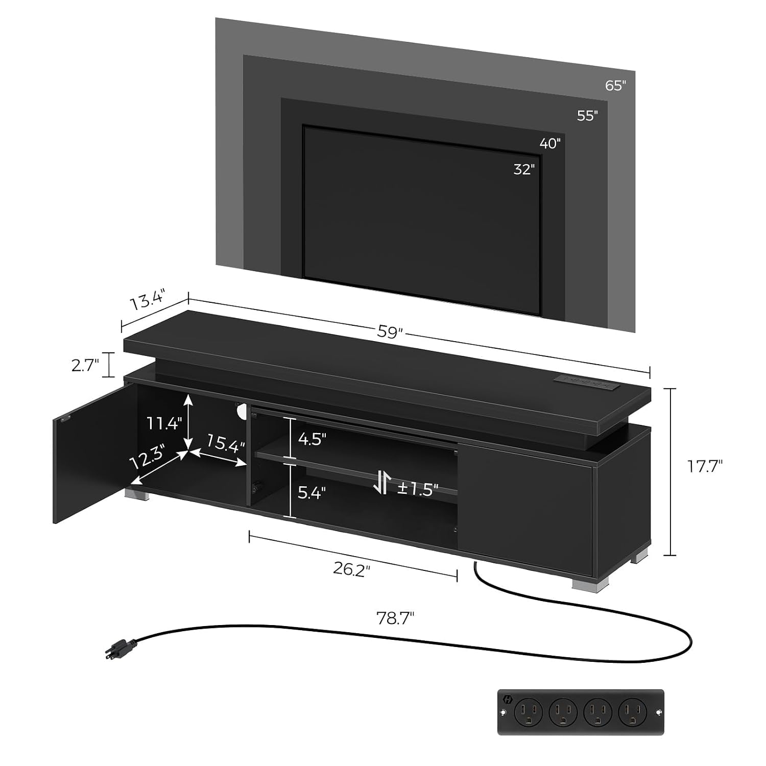 TV Stand with Power Outlet & L - đánh giá và giá Gaming Console Entertainment Center