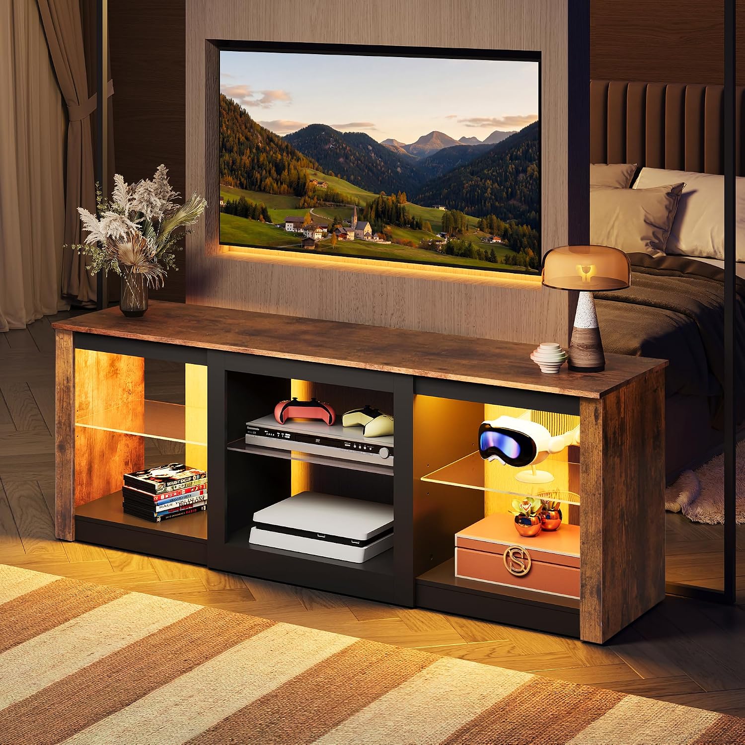 LED TV Stand Entertainment Cen - đánh giá và giá Gaming Console Entertainment Center