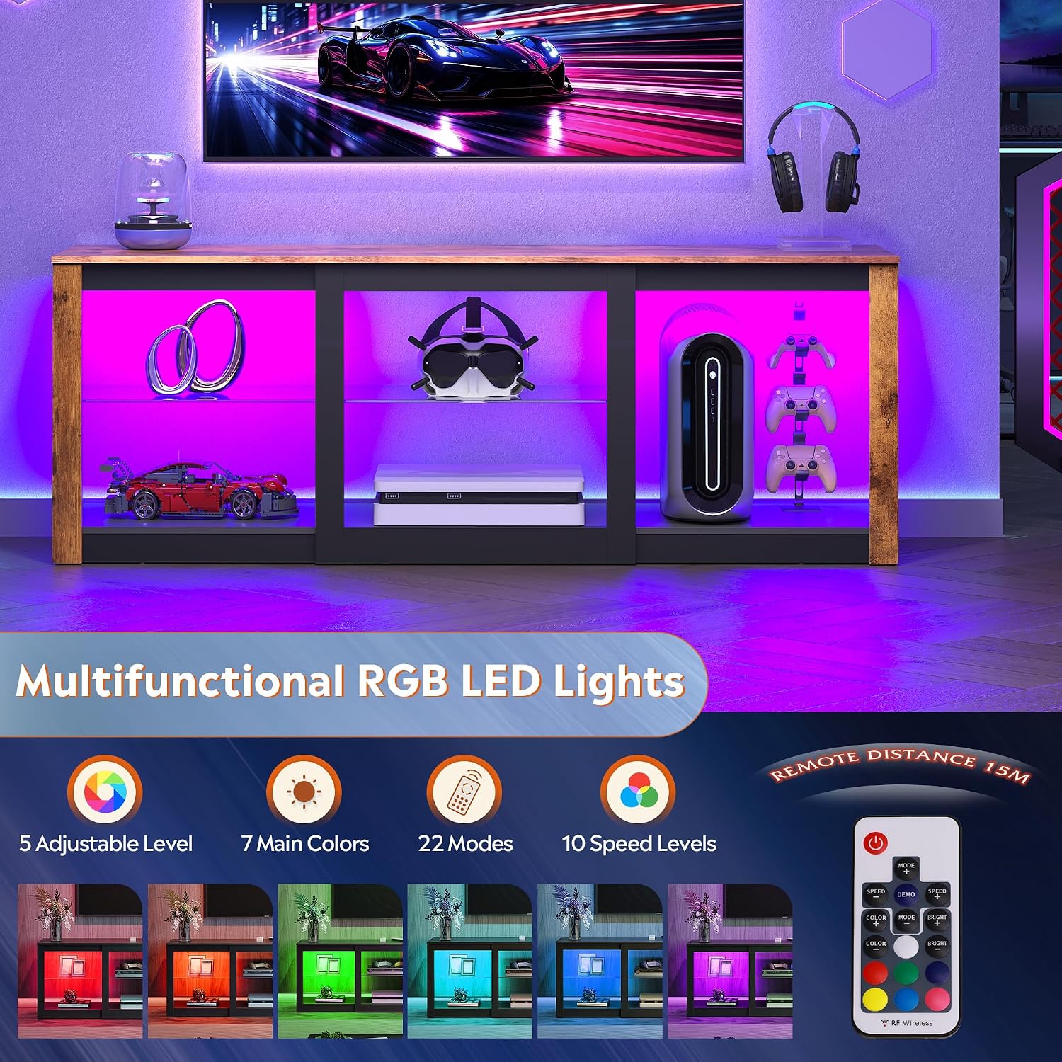 LED TV Stand Entertainment Cen - đánh giá và giá Gaming Console Entertainment Center